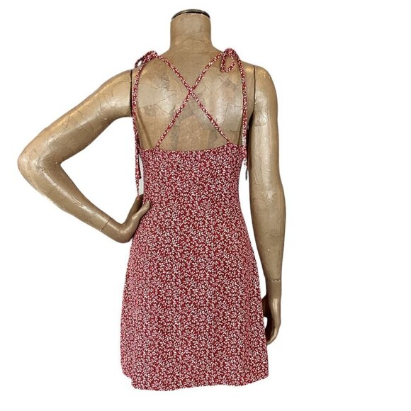 Shein Sundress Mini Dress Sz S Red Ditzy Floral Spaghetti Strap 254G - Picture 5 of 9